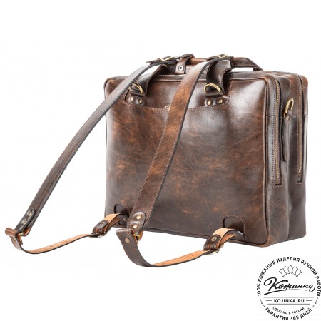 Кожаная мужская сумка-рюкзак "Генри" (коричневый эксклюзив)